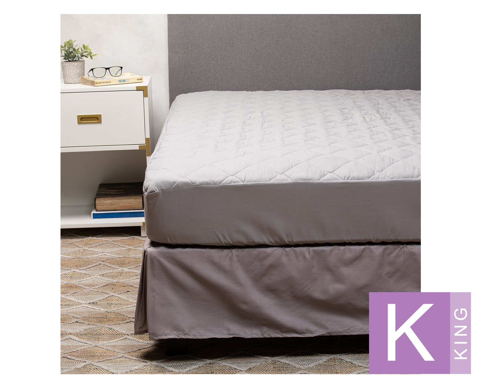 Arthome Cubre colchón King + Faldón gris