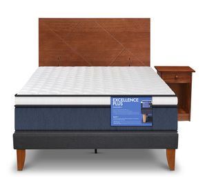 Cama europea Curve E. Plus 1.5 plazas New Villarrica + respaldo + velador Cic