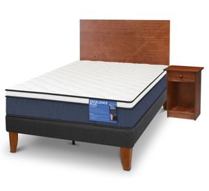 Cama europea Curve E. Plus 1.5 plazas New Villarrica + respaldo + velador Cic