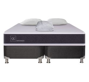 Box spring 2 plazas Ortopedic base dividida B5 + almohadas + cubrecolchón Cic