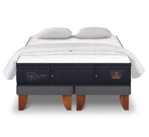 Cama europea king base dividida súper premium + almohada viscoelástica + plumón Cic