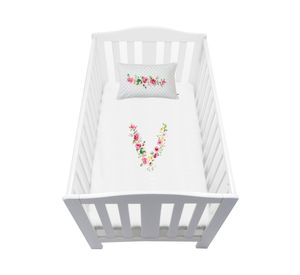 Cubreplumón cuna Letras Vintage V blanco