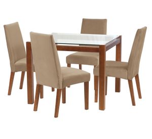 Juego de comedor 4 sillas tela beige Latam Home