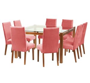 Juego de comedor 8 sillas tela palo rosa Latam Home