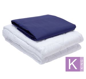 Sábanas king 144 Hilos SBCC-AZK azul + cubre colchón