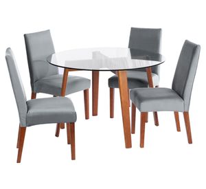 Juego de comedor 4 sillas tela gris Latam Home