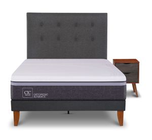 Cama europea Curve O Advance 1.5 plazas Eufrates + respaldo + velador Cic
