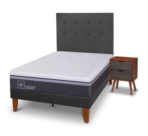 Cama europea Curve O Advance 1.5 plazas Eufrates + respaldo + velador Cic