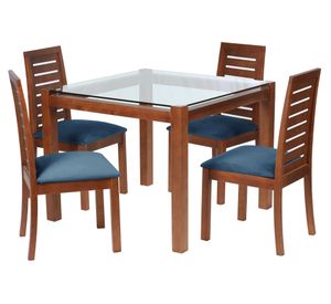 Juego de comedor 4 sillas azul tela petroleo Latam Home
