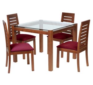 Juego de comedor 4 sillas tela burdeo Latam Home