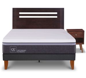 Cama europea Curve O Advance 1.5 plazas New Munich + respaldo + velador Cic