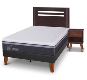 Cama europea Curve O Advance 1.5 plazas New Munich + respaldo + velador Cic