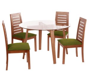 Juego de comedor 4 sillas tela verde Latam Home