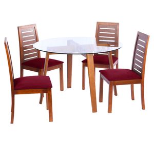 Juego de comedor 4 sillas tela burdeo Latam Home
