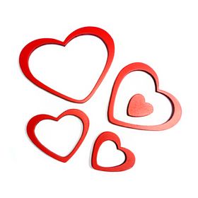 Sticker madera corazones rojo