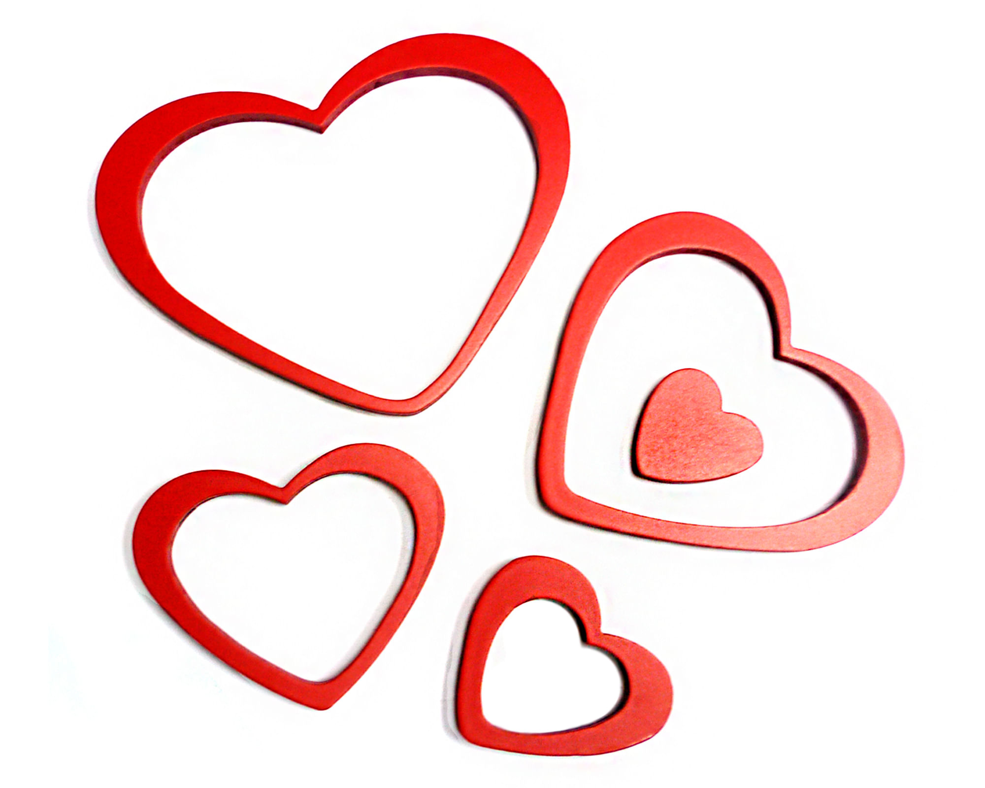 Importadora USA Sticker madera corazones rojo