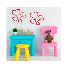 Sticker madera corazones rojo