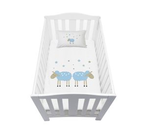 Cubreplumón pack P&P Ovejita Celeste blanco