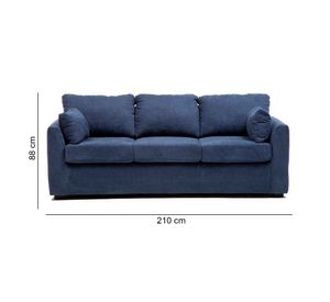 Sofá 3 cuerpos Texas tela azul oscuro