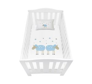 Cubreplumón cuna Ovejita Celeste blanco