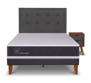 Cama europea Curve Ortopedic 1.5 plazas + 1 respaldo + 1 velador Cic