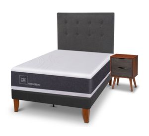 Cama europea Curve Ortopedic 1.5 plazas + 1 respaldo + 1 velador Cic