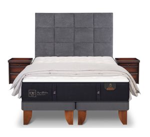 Cama europea súper king Premium dividida + set Támesis gris + plumón Cic.
