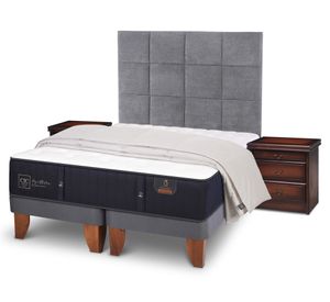 Cama europea súper king Premium dividida + set Támesis gris + plumón Cic.