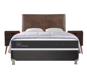 Box spring 2 plazas Ortopedic B5 + set Baker/ Niger + almohadas + plumón Cic