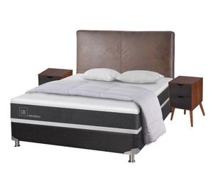 Box spring 2 plazas Ortopedic B5 + set Baker/ Niger + almohadas + plumón Cic