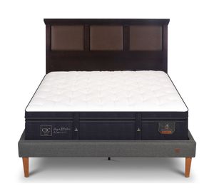 Cama europea 2 plazas Super Premium + respaldo Torino chocolate Cic