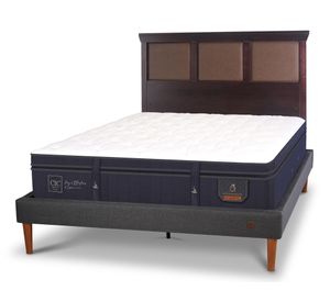 Cama europea 2 plazas Super Premium + respaldo Torino chocolate Cic