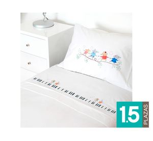 Juego Sábanas 1.5 plazas Músicos blanco