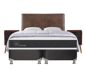 Box spring 2 plazas Ortopedic base dividida B5 + set Baker/ Niger + almohadas + plumón Cic