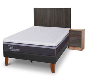Cama europea Curve O Advance 1.5 plazas Espresso + respaldo + velador Cic