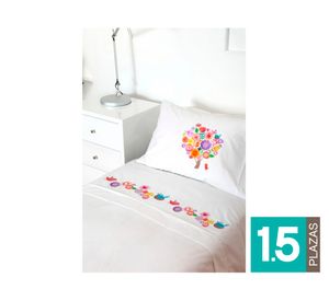 Juego sábanas 1.5 plazas 200 hilos Arbolito blanco