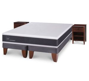 Cama europea 2 plazas New Ortopedic base dividida + velador New Torino Cic.