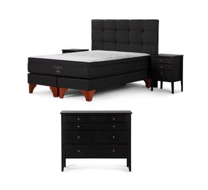 Cama europea king Tempo base dividida patas + set Issey Rosen