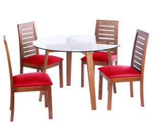 Juego de comedor 4 sillas Pu Rojo Latam Home