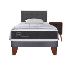 Cama europea 1,5 plazas New Ortopedic + set Eufrates caramelo/gris + almohada + plumón Cic