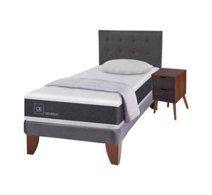 Cama europea 1,5 plazas New Ortopedic + set Eufrates caramelo/gris + almohada + plumón Cic