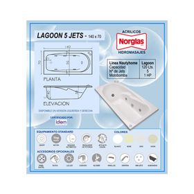 Tina hidromasaje Lagoon 5J derecha 140x70x40 cm