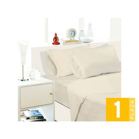 Juego de sábanas 1 plaza 144 Hilos beige