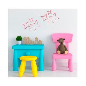 Sticker madera estrellas rosado