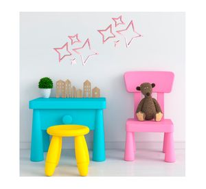 Sticker madera estrellas rosado
