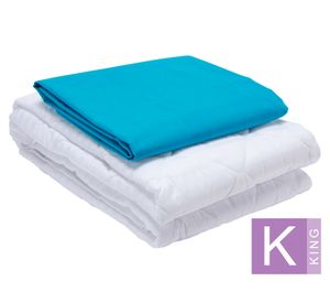 Sábanas king 144 Hilos SBCC-CLK celeste + cubre colchón