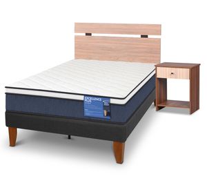 Cama europea Curve Excellence Plus 1.5 plazas Set Olmo respaldo + velador Cic