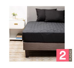 Cubre colchón 2 plazas + 2 Almohadas negro