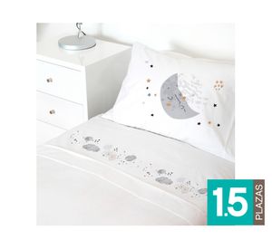 Juego sábanas 1.5 plazas 200 hilos Luna blanco