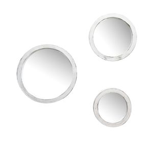 Espejo redondo blanco 3 un. 27.5x27.5 cm